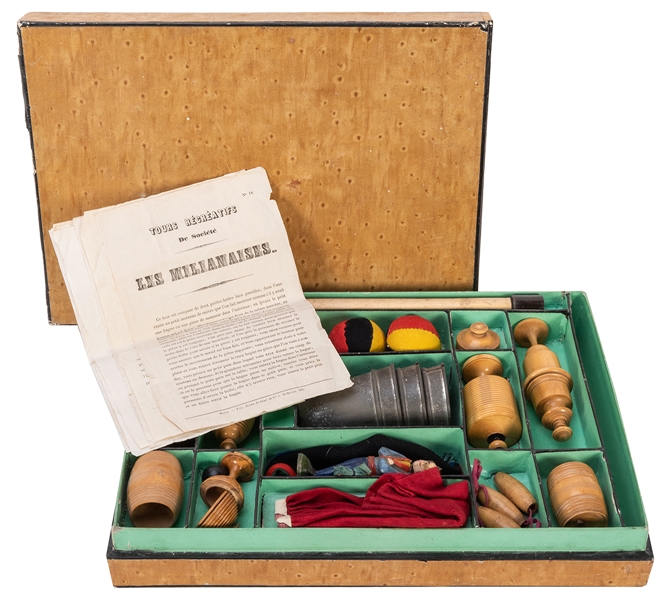  Vintage French Magic Set. Circa 1880. Boxwood, cloth, and m...