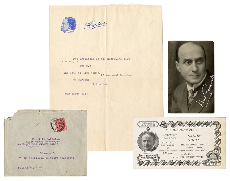  Houdini, Harry (Ehrich Weisz). Houdini Typed Letter to Will...