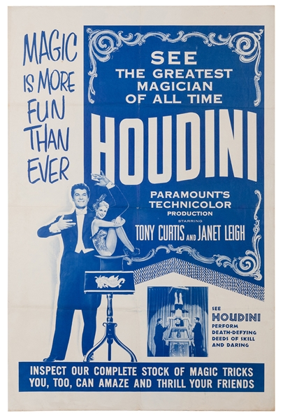  Houdini. Paramount, 1953. One-sheet (41 x 27”) movie poster...