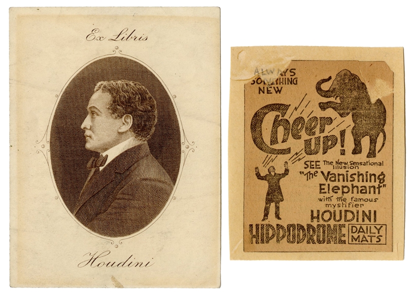  Houdini, Harry. Harry Houdini Bookplate. Engraved bookplate...