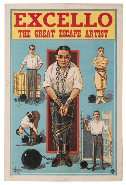  Donaldson Litho. Escape Artist Poster. Newport, KY, ca. 192...