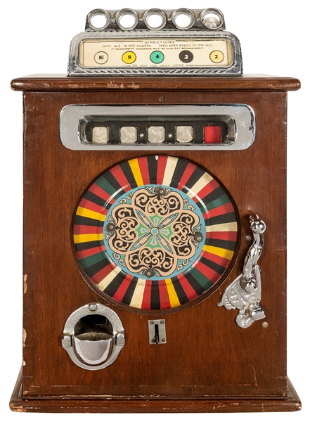  “Ben Hur” 50 Cent Single Wheel Slot Machine. Player puts do...