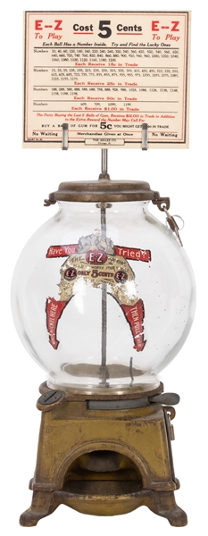  Ad-Lee Novelty Co. E-Z 5 Cent Gumball Machine. Chicago, pat...