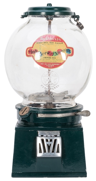  Ad-Lee Novelty Co. Model D 1 Cent Gumball Machine. Green ca...