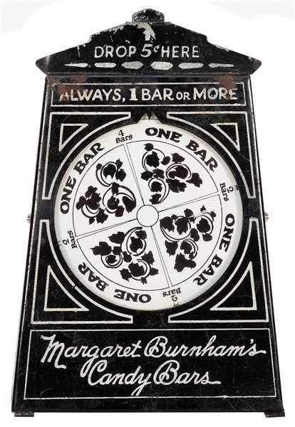 Margaret Burnham’s Candy Bars Trade Stimulator. A tin litho...