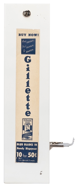  Gillette Razors Coin-Operated Dispenser. Wall-mount metal d...