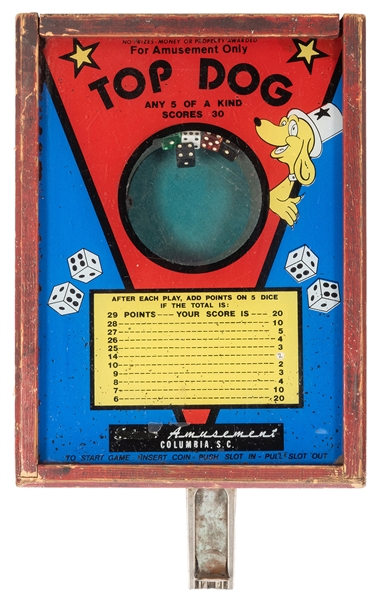Top Dog Coin-Operated Dice Game.