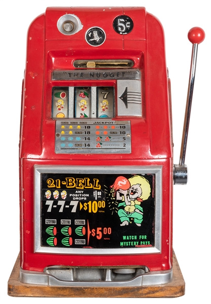 Mills “The Nugget” High Top 5 Cent Slot Machine. Height 26”...