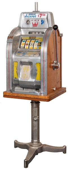  Mills Bell-O-Matic 5 Cent Slot Machine on Stand. Serial num...
