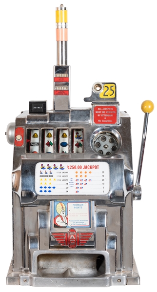  Harrah’s 25 Cent Casino Pace Slot Machine. Height 20”. With...