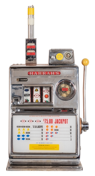  Harrah’s 25 Cent Casino Slot Machine. Height 22”. Working. ...