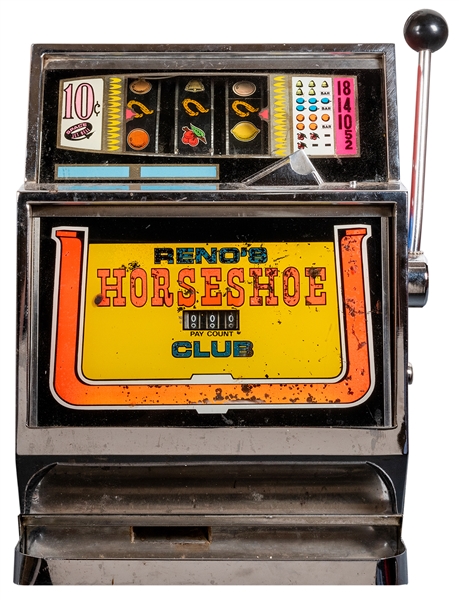  Horseshoe Club Reno 10 Cent Slot Machine. Height 22”. With ...