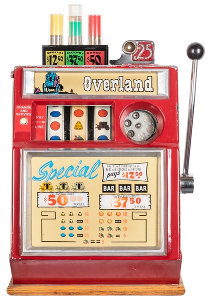  Overland Casino 25 Cent Pace Slot Machine. Height 21”. With...