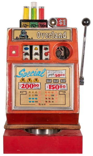  Overland Casino $1 Pace Slot Machine. Height 25”. With key....