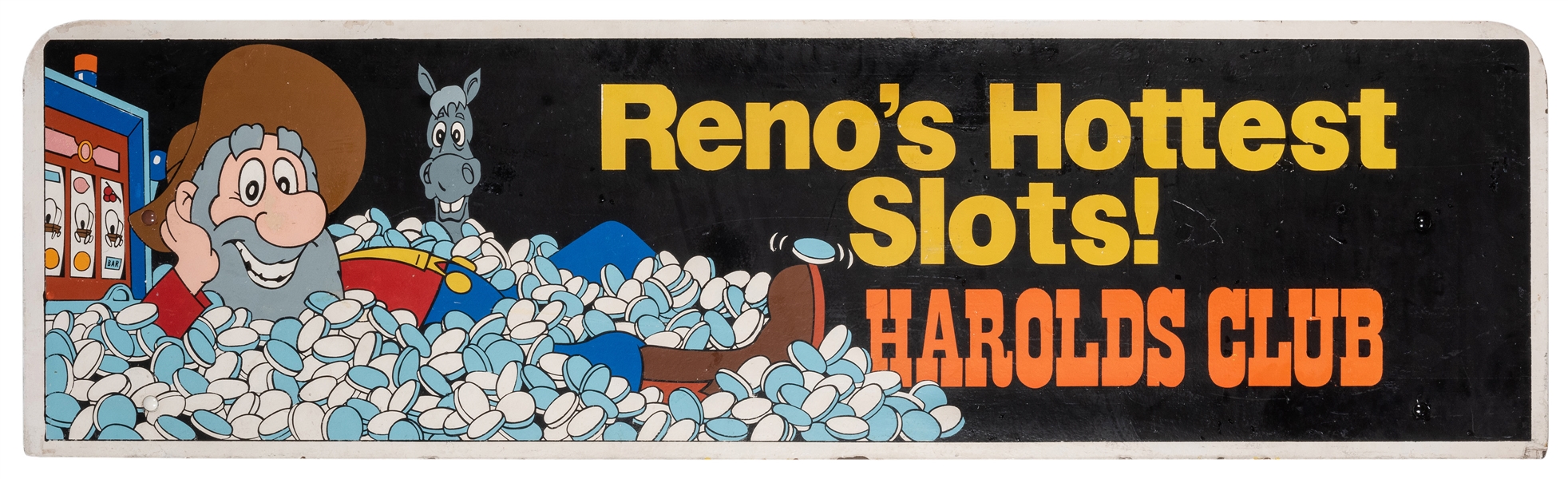  Harold’s Club “Reno’s Hot Slots” Sign. Vintage large wooden...