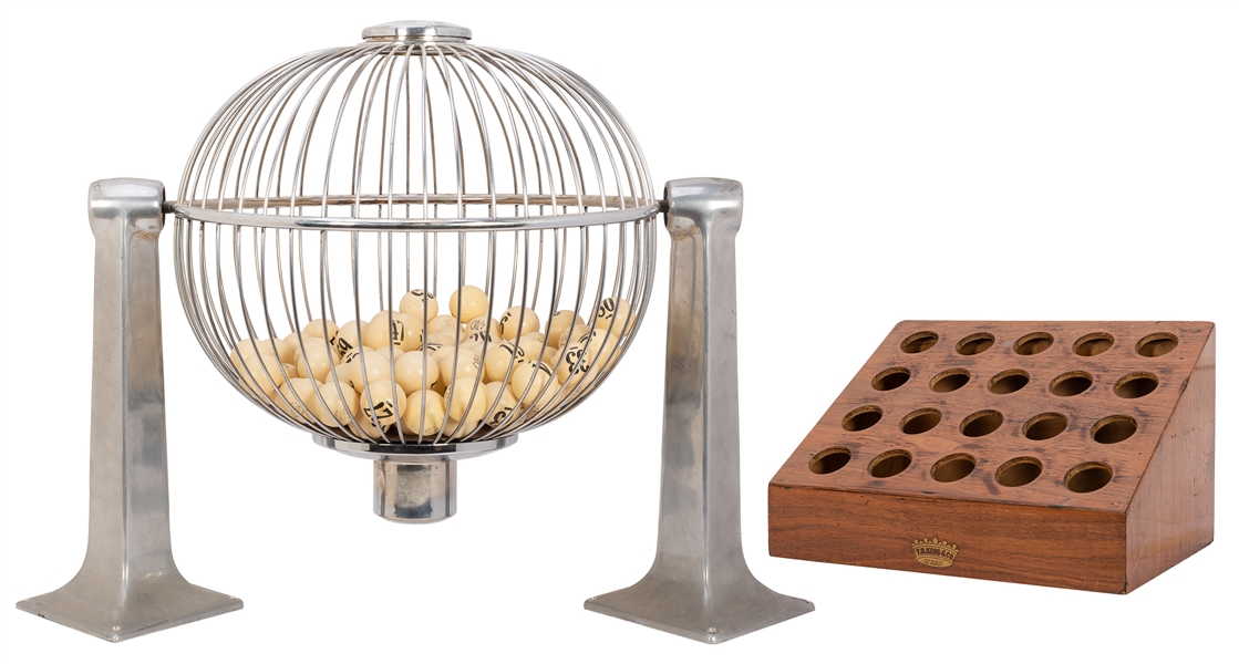  Keno Cage with Balls and T.R. King Stand. American, mid-20t...