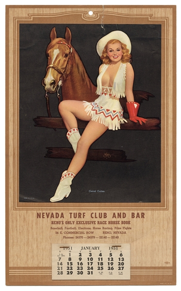  Walt Otto Pinup Calendar. Nevada Turf Club and Bar. 1951. P...
