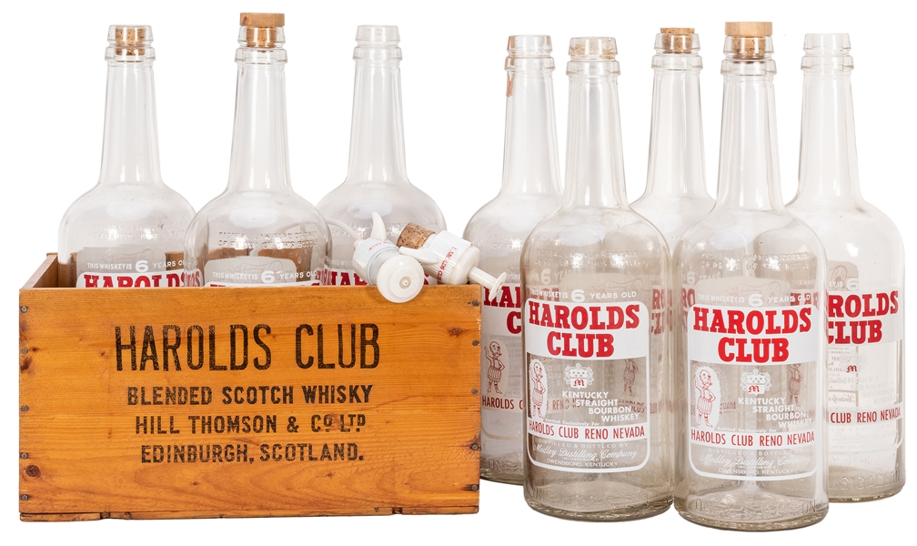  Harold’s Club 1 Gallon Whiskey Bottles. Lot of 8. Reno, ca....