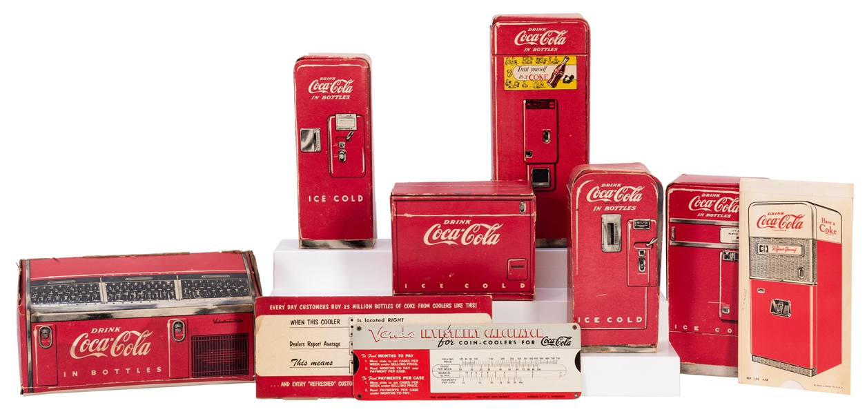  Six Coca-Cola Salesman Sample Coolers. 1950s. Miniature car...