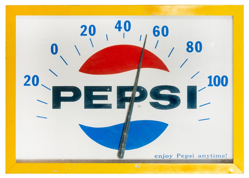  Large Pepsi Thermometer. 32 ½ x 3 x 45 ½”. Few surface scra...