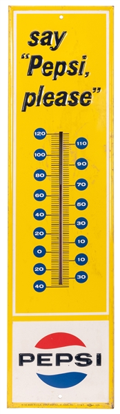  Pepsi Litho Tin Thermometer. St. Louis: Stout Sign Co., 195...