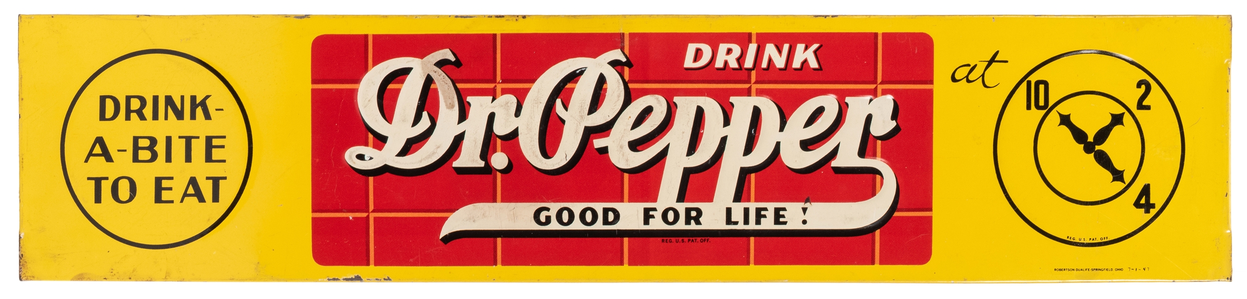  Drink Dr. Pepper Tin Sign. Springfield, OH: Robertson Duali...