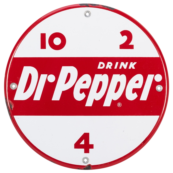  Drink Dr. Pepper Porcelain Sign. Red and white colors featu...