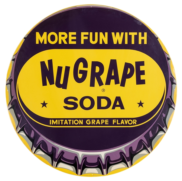  Nu-Grape Soda Round Metal Sign. Circular advertising sign p...