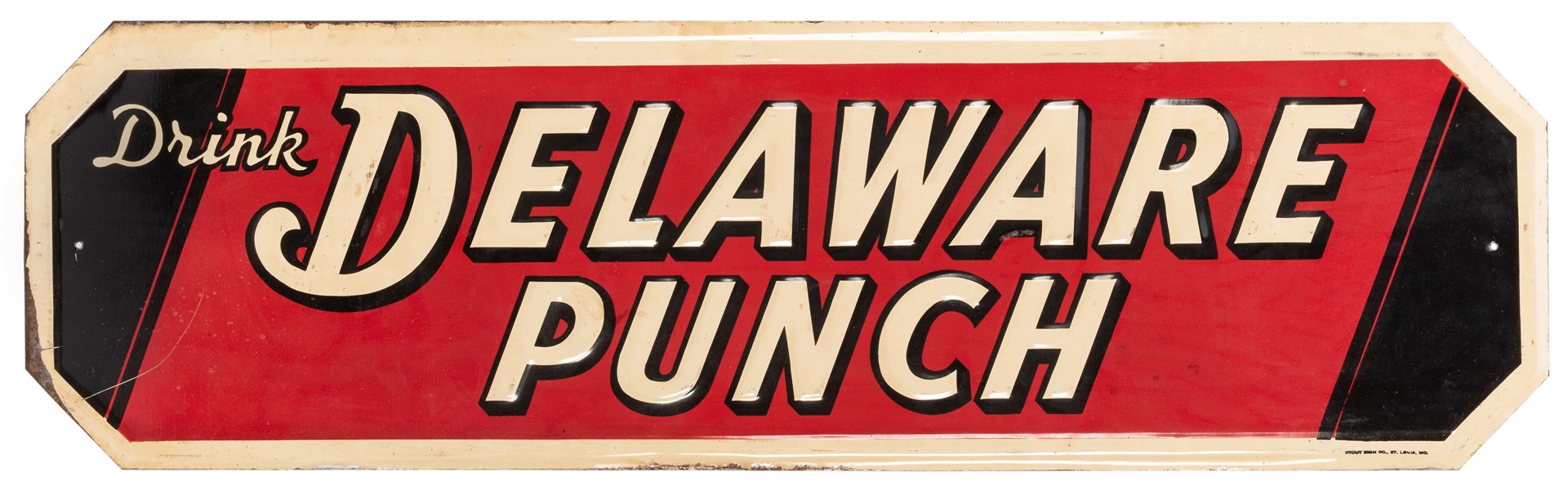  Delaware Punch Sign. Embossed metal advertising sign by Sto...