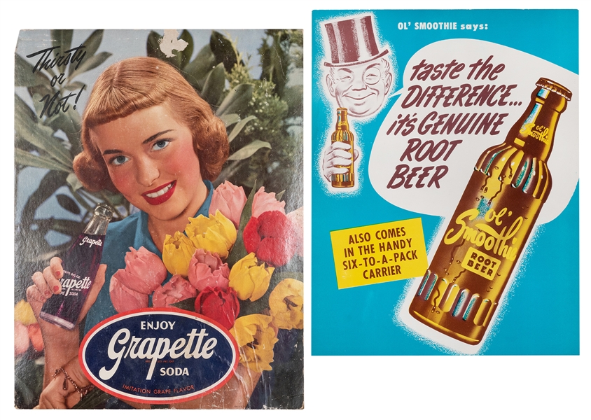  Pair of Soda Advertising Window Cards. Includes Ol’ Smoothi...