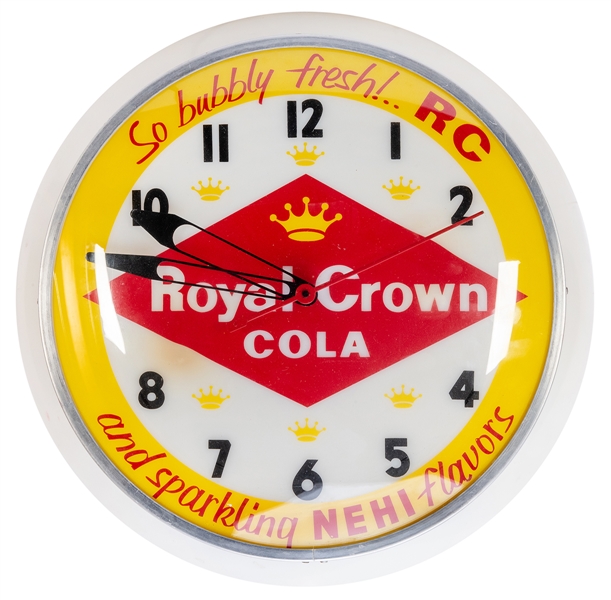  Royal Crown Cola Wall Clock. Circa 1950s. Electric clock wi...