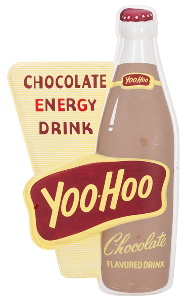  Yoo-Hoo Chocolate Energy Drink Celluloid Sign. Embossed ima...