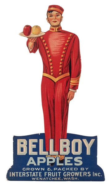  Bellboy Apples Standee Sign. Lithographed (Erie Litho) card...
