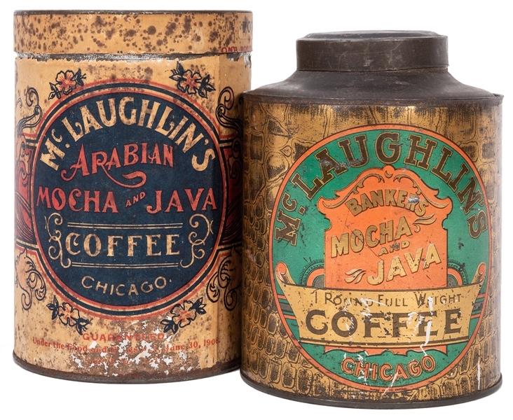  Pair of McLaughlin’s Coffee Canisters. Chicago: W. F. McLau...
