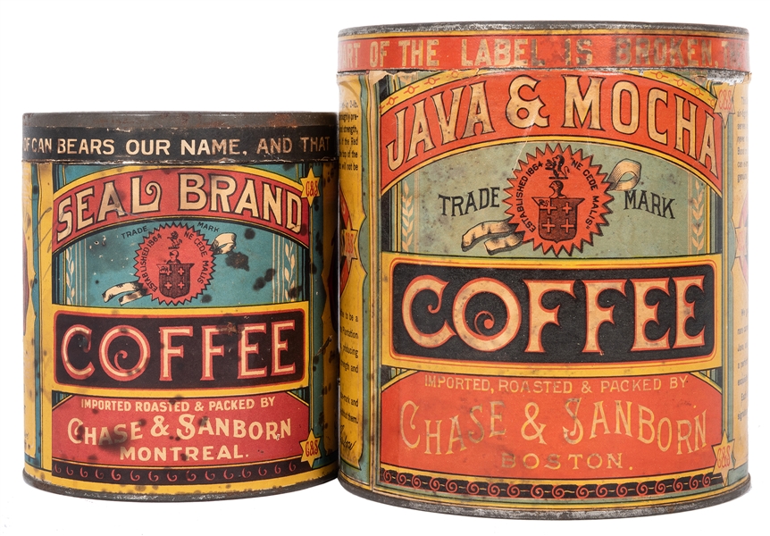  Pair of Chase & Sanborn Coffee Canisters. Boston/Montreal: ...