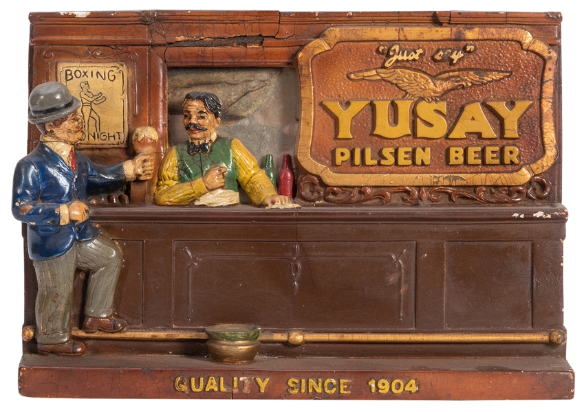  Yusay Pilsen Beer Figural Chalkware Tavern Advertisement. C...