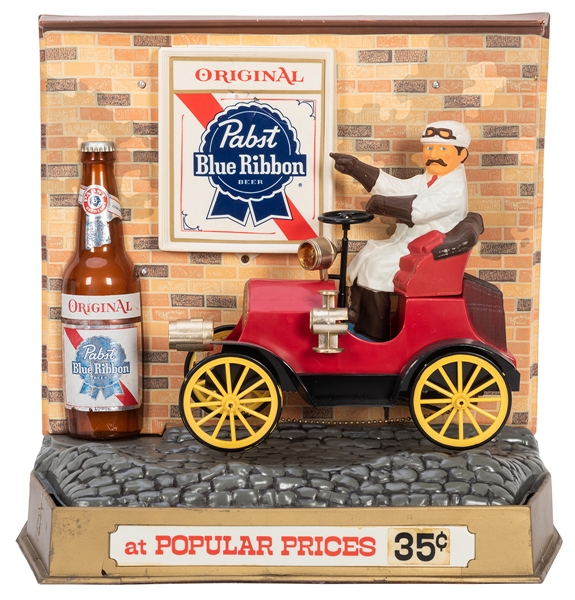  Pabst Blue Ribbon Vintage Motion Display. A colorful cellul...