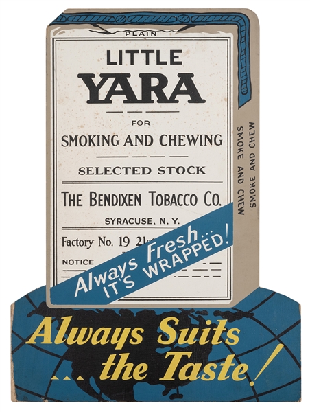  Bendixen Tobacco Co. “Little Yara” Standee. Silkscreen stan...