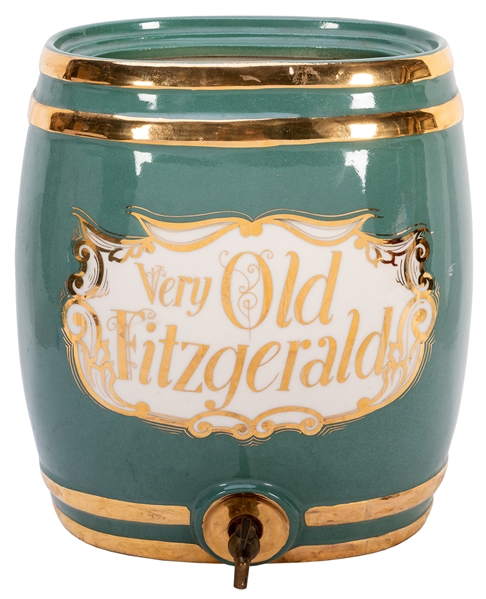  Very Old Fitzgerald Porcelain Dispenser. Teal green glaze w...