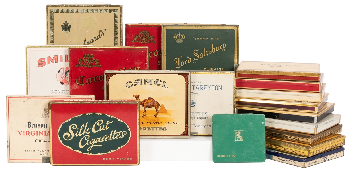  Collection of 19 Vintage Cigarette Tins. Brands included ar...