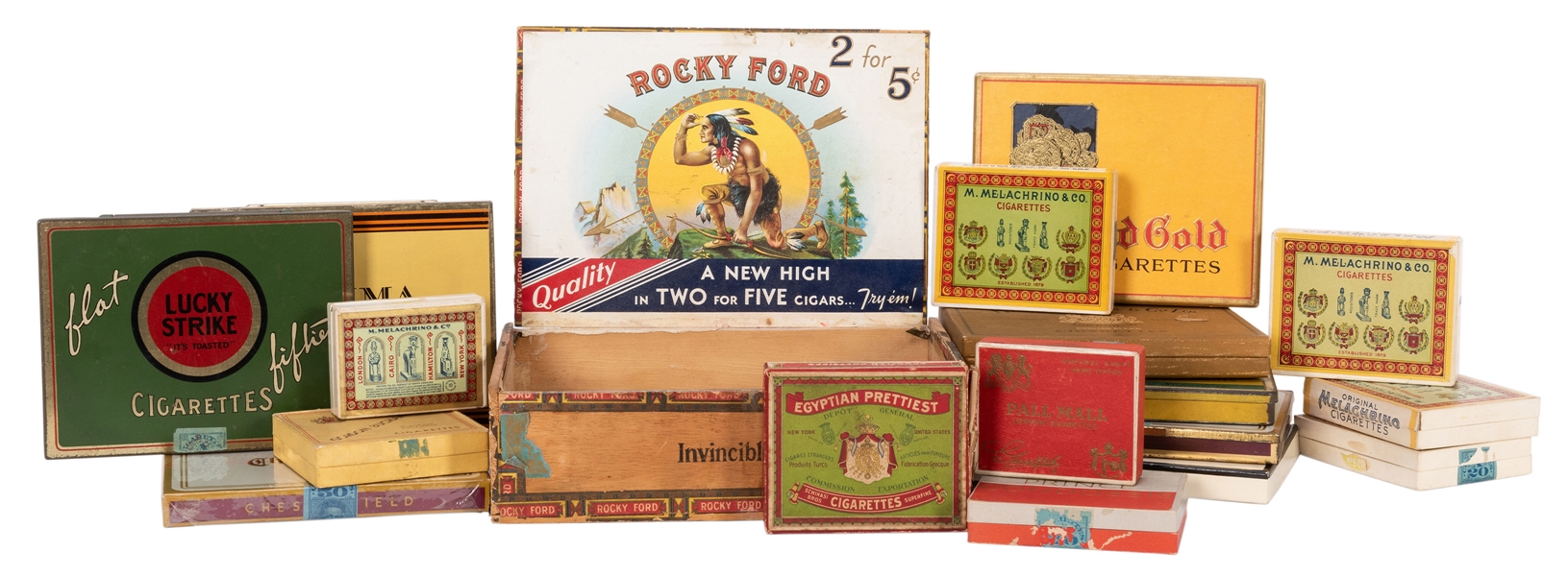  Group of 19 Vintage Cigarette Boxes and Tins. Brands includ...