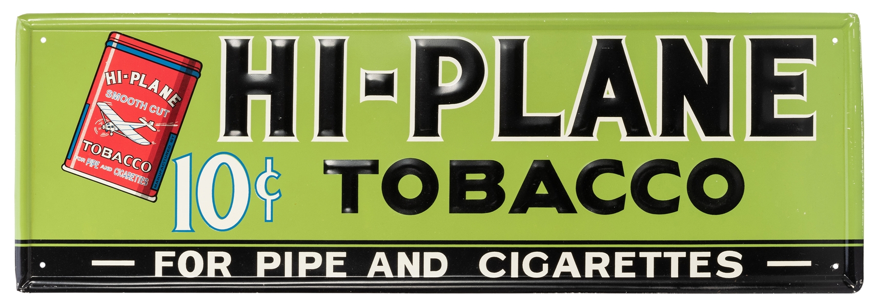  Hi-Plane Tobacco Tin Sign. Brightly colored sign with embos...