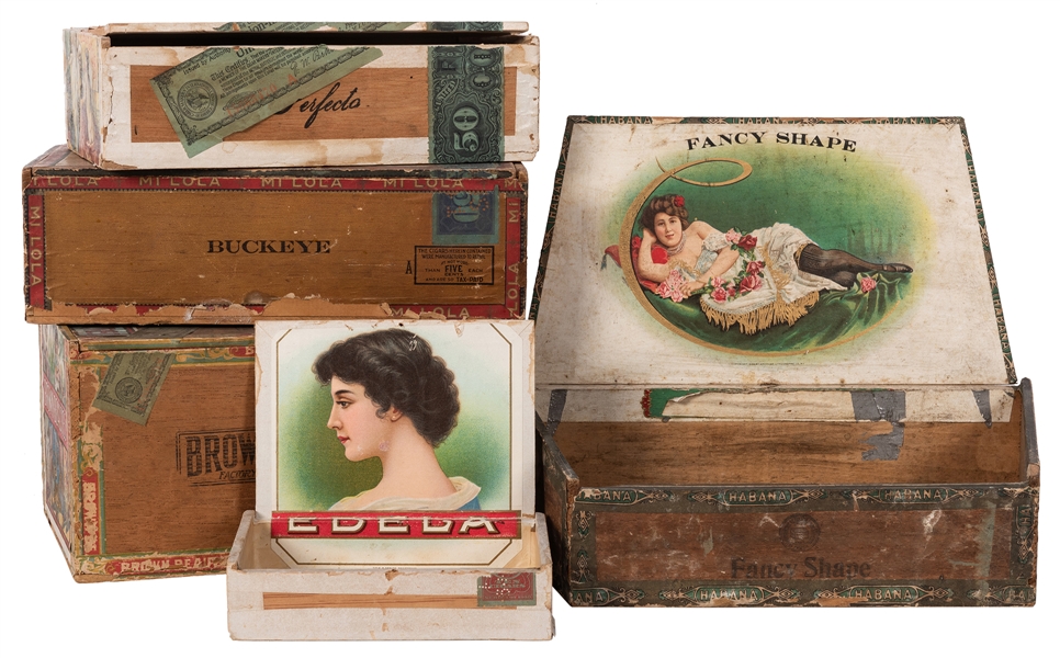  Women Themed Cigar Boxes. 5 pcs. Labels include Brown Beaut...