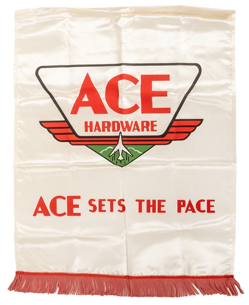  Ace Hardware Satin Sign. Circa 1970s/80s. Cream satin with ...