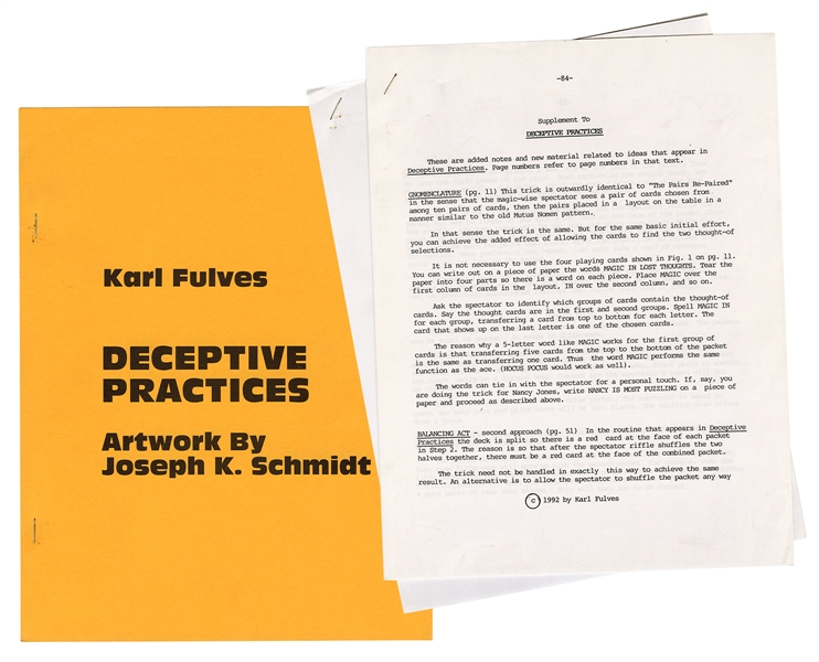  Fulves, Karl. Deceptive Practices. (Teaneck: Author), 1992....