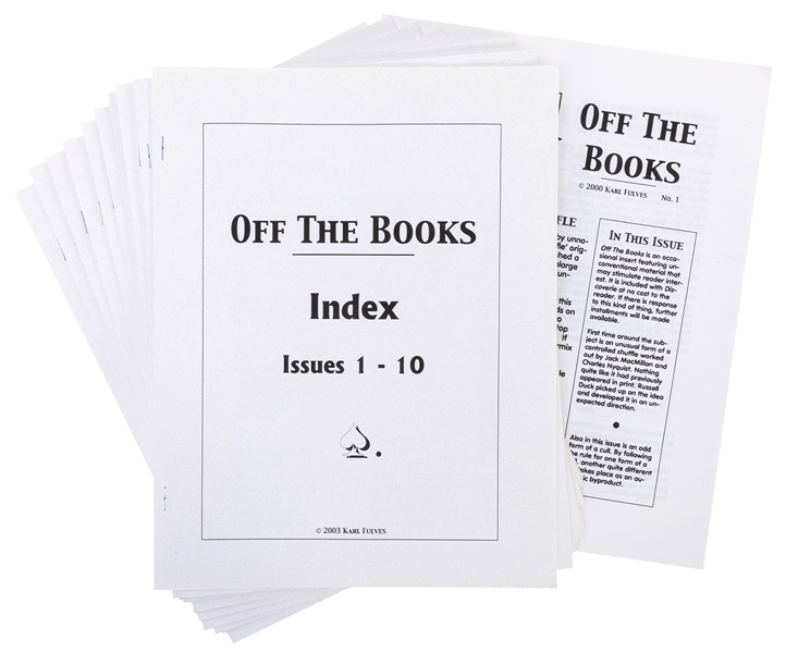  Off the Books. Karl Fulves. N1 (2000) N10 (2003) and Index....