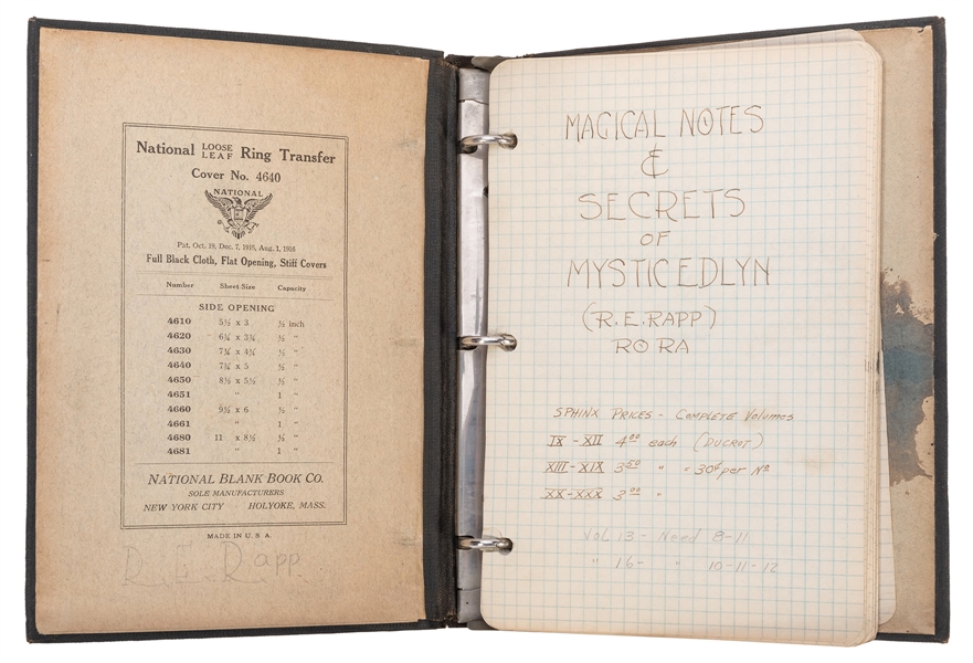 [Scrapbook] Notebook of Magician R.E. Rapp. American, 1920s...