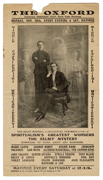  Selbit, P.T. “The Selbit Mystery” Spiritualism Handbill. Pi...