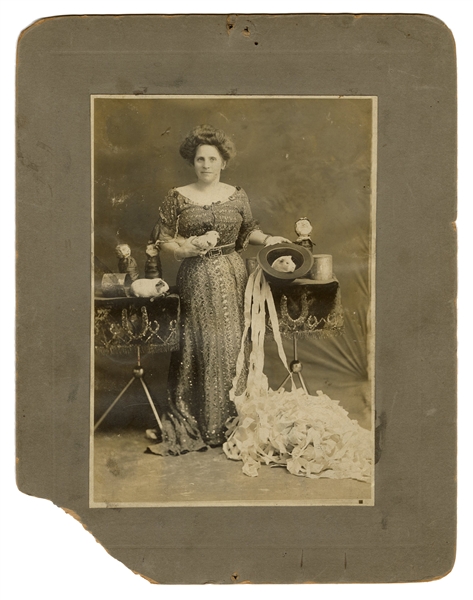  Cabinet Card Photograph of a Lady Magician. N.p., ca. 1900s...