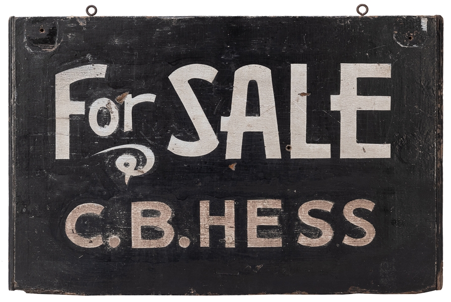  For Sale / C.B. Hess Wooden Sign. Early 20th century painte...